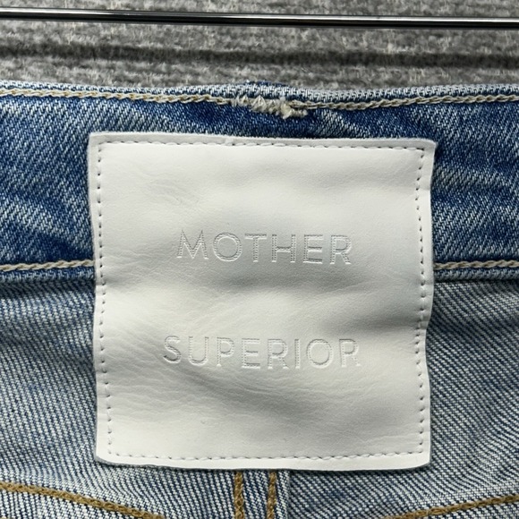 Mother Superior High Waisted Rider Skimp Jeans Women Sz 32 Light Blue Distressed - Picture 3 of 13
